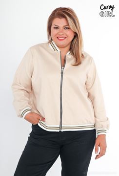 Picture of PLUS SIZE FAUX LEATHER JACKET WITH RIB EDGES